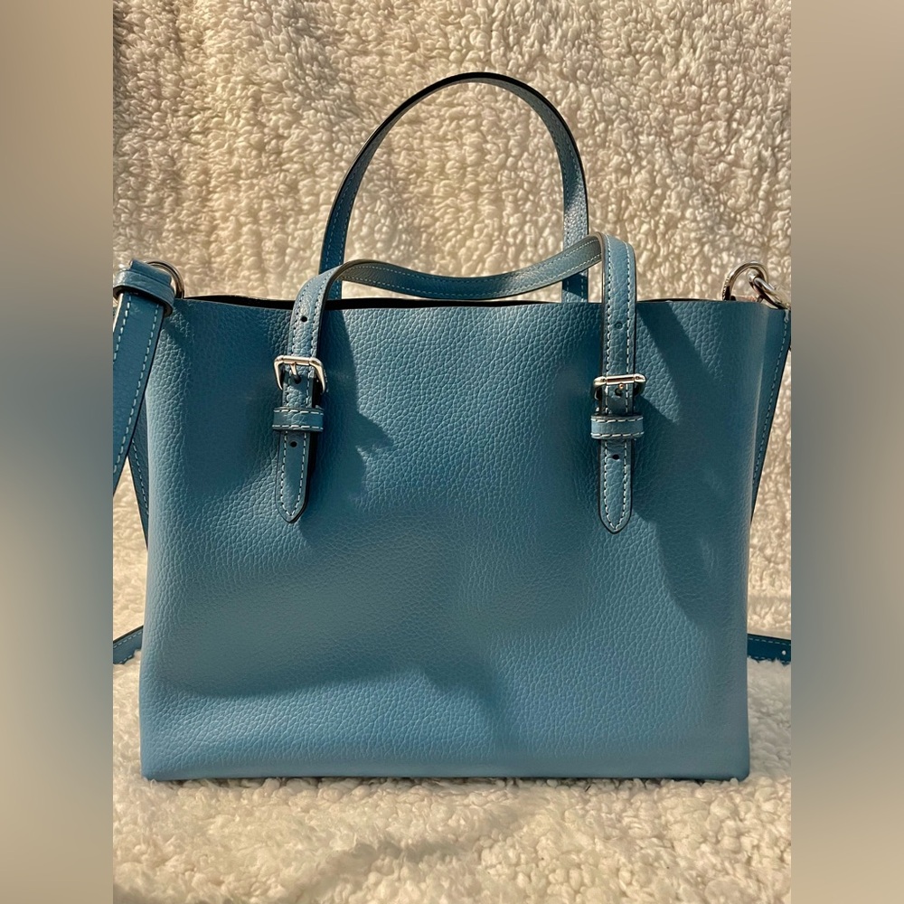 Coach Blue Pebbled Leather Tote Bag - Picture 6 of 17